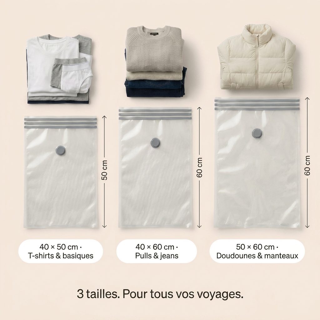 Les trois tailles de housses NovaPower : 40x50, 40x60 et 50x60 cm