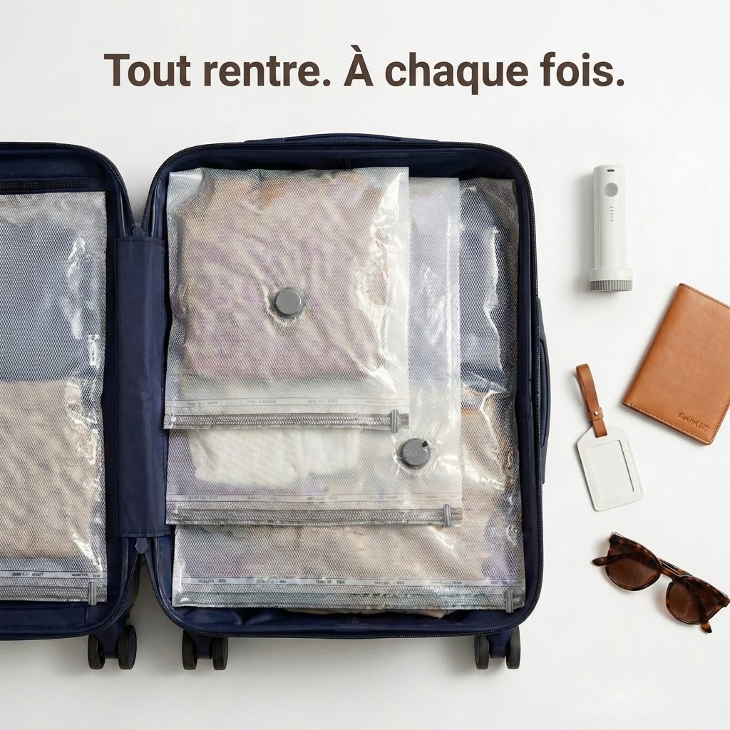 Mini aspirateur NovaPower et housses de compression dans une valise