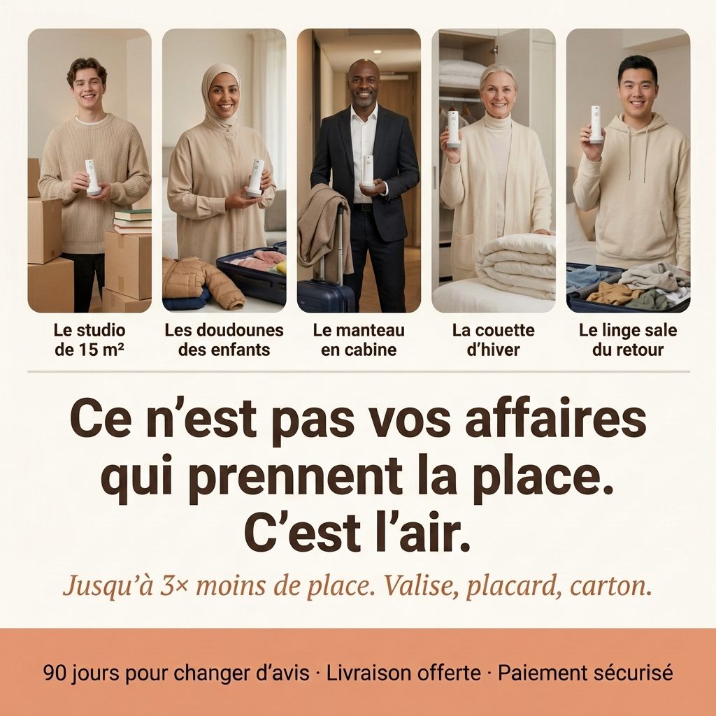 Housse de compression NovaPower remplie de vêtements
