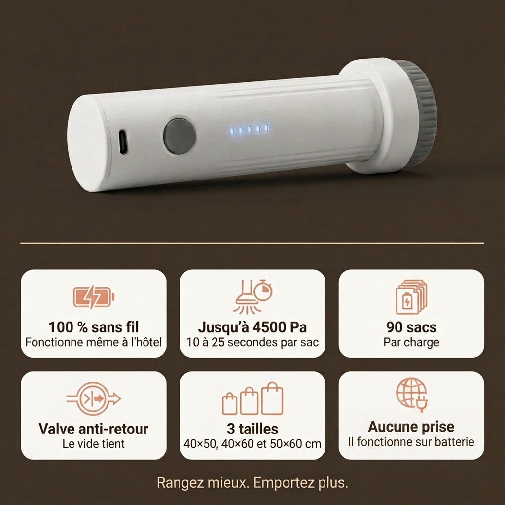 Mini aspirateur de valise NovaPower tenu à la main