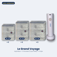 Pack Le Grand Voyage : aspirateur NovaPower + 9 housses, 3 par taille